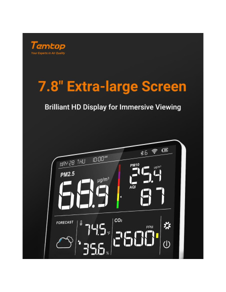 Monitor de Calidad del Aire Temtop M100-US 8-en-1 CO2 PM2.5