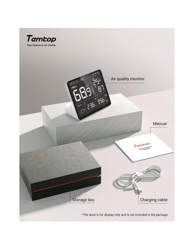 Monitor de Calidad del Aire Temtop M100-US 8-en-1 CO2 PM2.5
