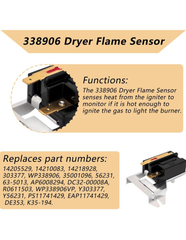 Kit de Reemplazo para Secadora JESE: Sensor de Llama, Fusible Térmico y Bobina