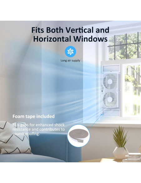 Ventilador de Ventana Shinic 80W, 3 Velocidades, Reversible, 60.4-94 cm