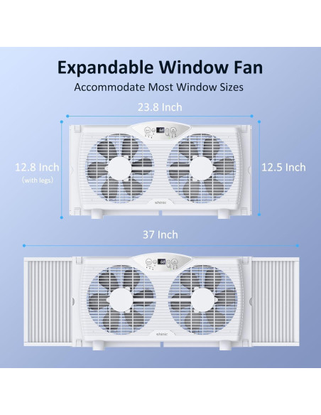 Ventilador de Ventana Shinic 80W, 3 Velocidades, Reversible, 60.4-94 cm