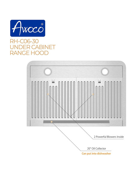 Campana Extractora Bajo Gabinete Awoco AWOCO-RH 30" 900 CFM