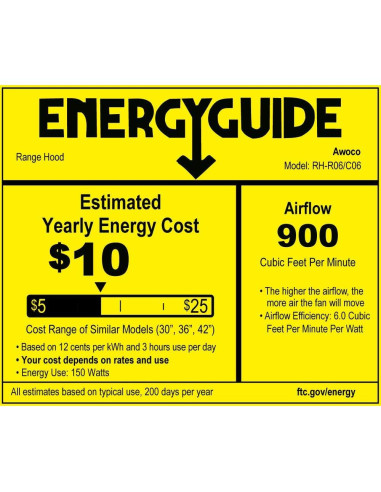 Campana Extractora Bajo Gabinete Awoco AWOCO-RH 30" 900 CFM