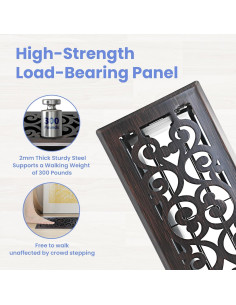 Registro de Piso Howeall 10.16x25.4cm Acero Pesado Bronce 2