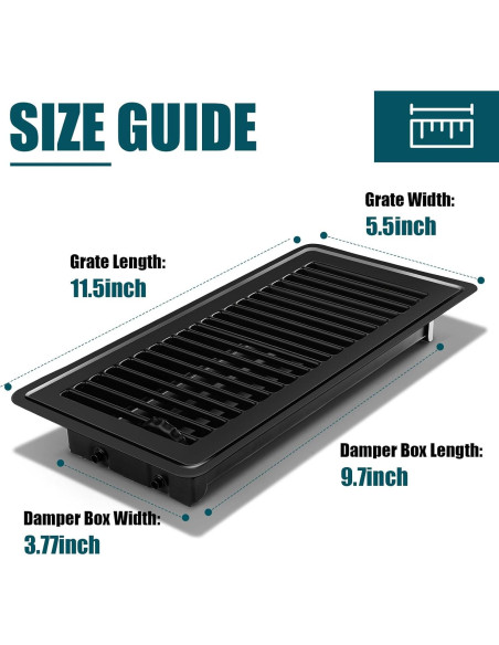 Registro de Piso VOISEN 29.2x14 cm Acero Negro 2 Piezas