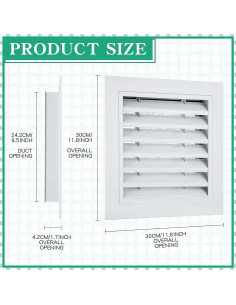 Ventilación de Tejado Gisafai 30.48x30.48 cm Blanca - 2 Pcs 2