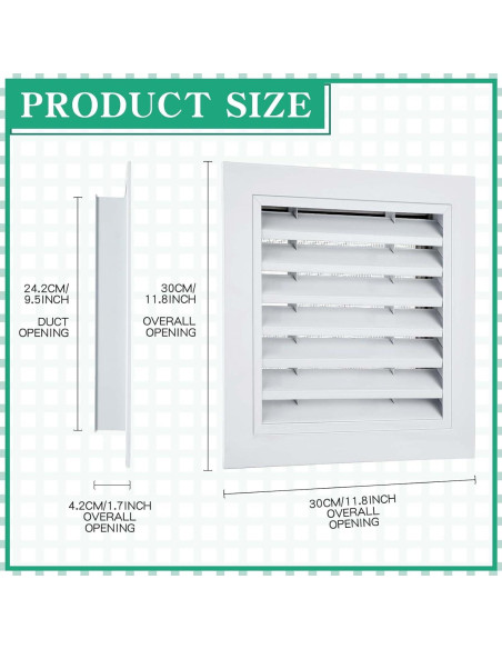 Ventilación de Tejado Gisafai 30.48x30.48 cm Blanca - 2 Pcs