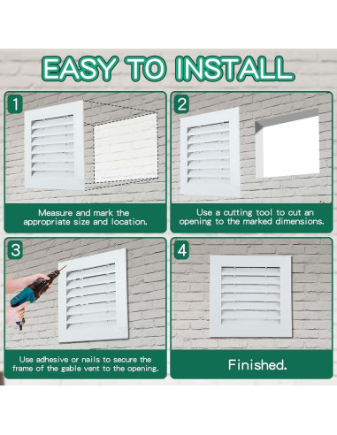 Ventilación de Tejado Gisafai 30.48x30.48 cm Blanca - 2 Pcs