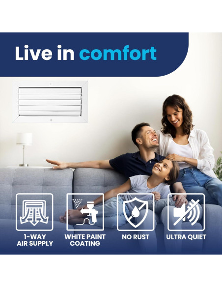 Rejilla de Ventilación de Aluminio 6x10 LAMINAIRE - Ajustable