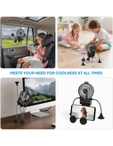 Ventilador Portátil Simfree Negro, 3 Velocidades, Manos Libres