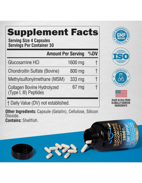 Suplemento Articular Glucosamina Condroitina NUTRA HARMONY 120 Cápsulas