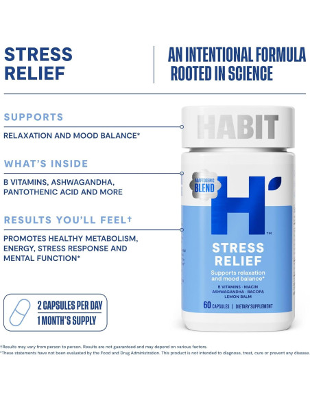 Suplemento Alivio del Estrés HABIT 60 Cápsulas Veganas