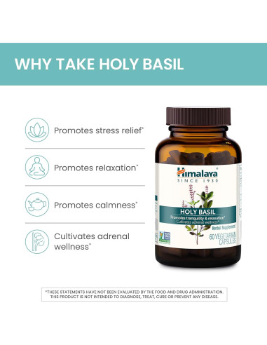 Suplemento Herbal Albahaca Sagrada Himalaya Tulsi 720 mg 60 Cápsulas
