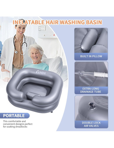 Bañera Inflable para Lavado de Cabello Cehim Plata 61x50x20 cm