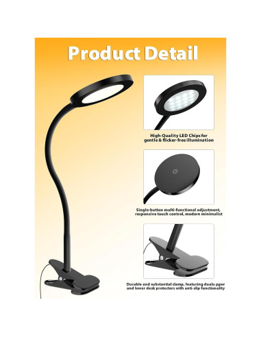 Lámpara de Lectura Clip deeloop CL-HT6102C 450LM Regulable