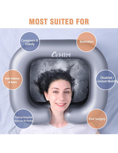 Bañera Inflable para Lavado de Cabello Cehim Plata 61x50x20 cm