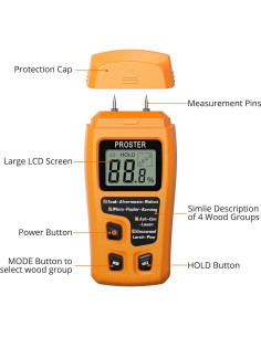 Medidor de Humedad de Madera Proster PST050 - Digital, Preciso, Pantalla LCD 2