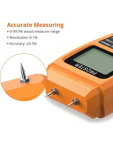 Medidor de Humedad de Madera Proster PST050 - Digital, Preciso, Pantalla LCD