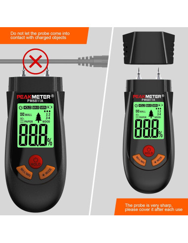 Medidor de Humedad de Madera PEAKMETER PM6811A LCD