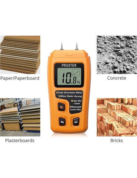 Medidor de Humedad de Madera Proster PST050 - Digital, Preciso, Pantalla LCD