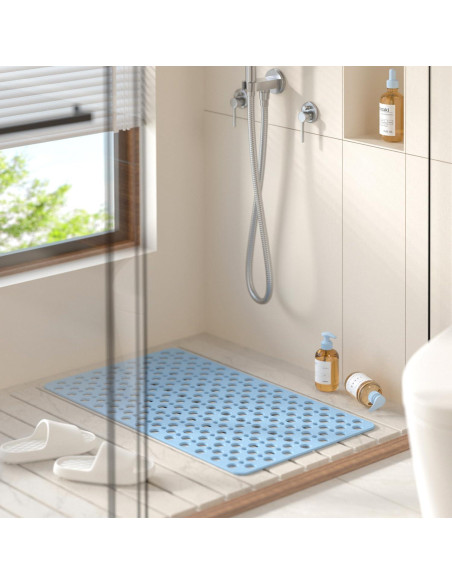 HITSLAM Alfombrilla de Baño Antideslizante 71x38cm Azul