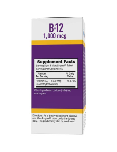 Vitamina B12 Sublingual 1000 mcg Superior Source - 60 Tabletas