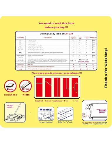 Cortadora de Suelos de Vinilo LVT-330 CutTool 8mm 33cm