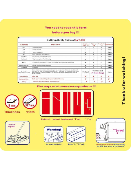 Cortadora de Suelos de Vinilo LVT-330 CutTool 8mm 33cm