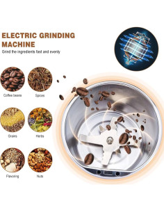 Molinillo de Café Eléctrico Nhsuzart 200W 500ml Acero Inoxidable 2