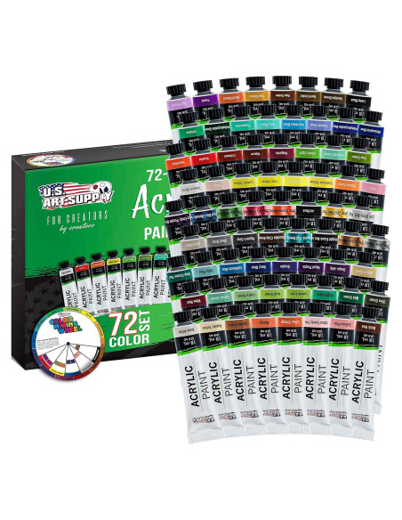 Set de Pintura Acrílica Profesional 72 Colores 12ml Suministro de Arte
