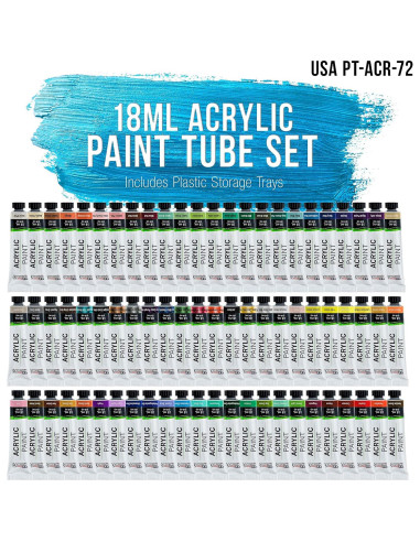 Set de Pintura Acrílica Profesional 72 Colores 12ml Suministro de Arte