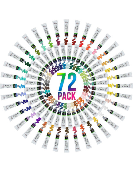 Set de Pintura Acrílica Profesional 72 Colores 12ml Suministro de Arte