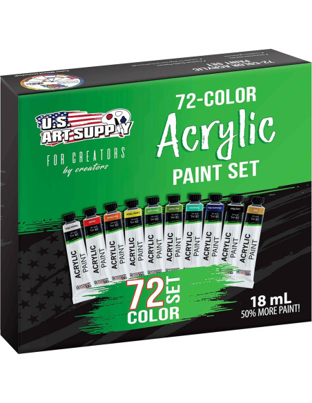 Set de Pintura Acrílica Profesional 72 Colores 12ml Suministro de Arte