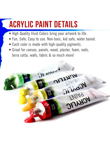 Set de Pintura Acrílica Profesional 72 Colores 12ml Suministro de Arte