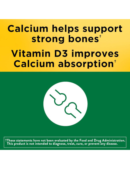Suplemento de Calcio 600 mg con Vitamina D3 Nature Made 60 Tabletas