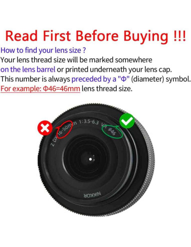 Tapa de lente 46mm BTER para Nikon Z50 Z30 Canon Sony Fujifilm