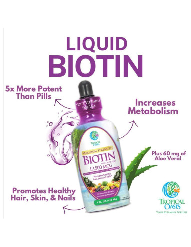 Gotas de Biotina Líquida Tropical Oasis 118.3 ml - Crecimiento Cabello