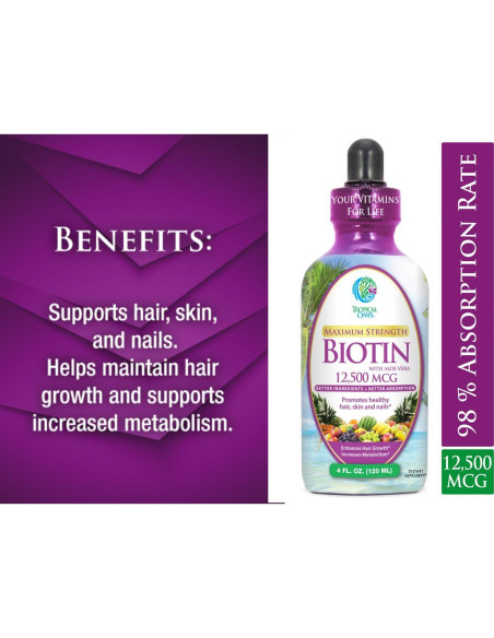 Gotas de Biotina Líquida Tropical Oasis 118.3 ml - Crecimiento Cabello Gotas de Biotina Líquida Tropical Oasis 118.3 ml - Crecimiento Cabello