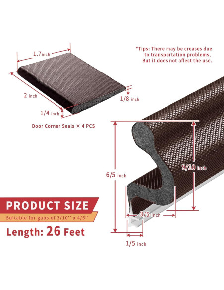 Burlete de Puerta 8m BISOTHAI con 4 Sellos Esquina Aislante