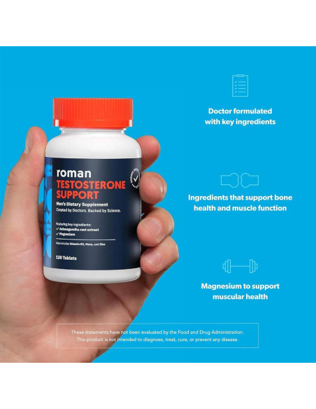 Suplemento Nutricional ROMAN T-Support 120 Tabletas con Ashwagandha