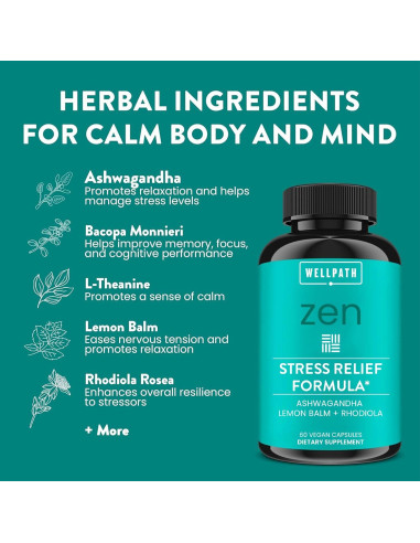 Suplemento de Alivio del Estrés WellPath Zen 60 Cápsulas