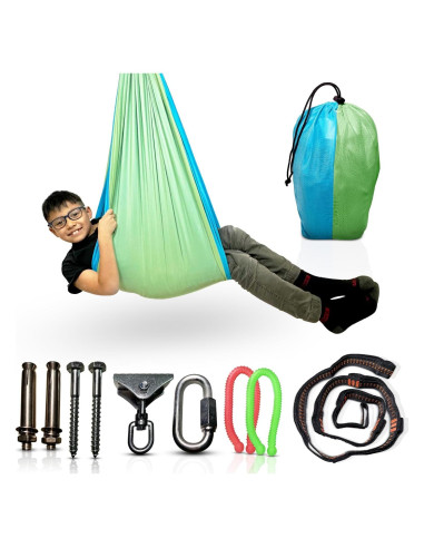 Hamaca Sensorial Chrisebast Doble Capa Azul y Verde 2.54m