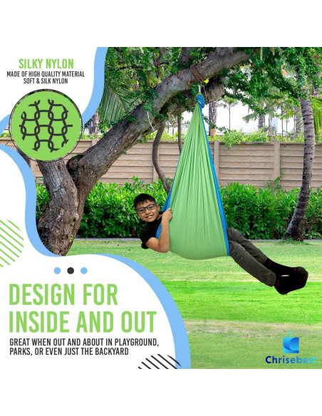 Hamaca Sensorial Chrisebast Doble Capa Azul y Verde 2.54m