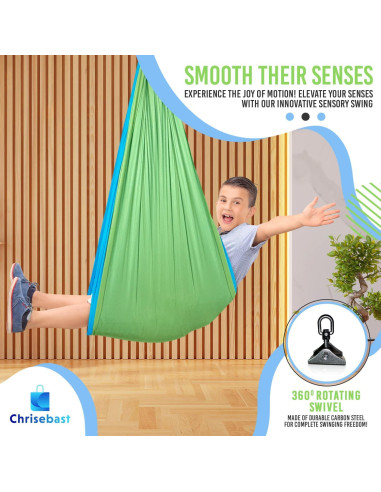Hamaca Sensorial Chrisebast Doble Capa Azul y Verde 2.54m