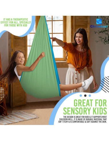 Hamaca Sensorial Chrisebast Doble Capa Azul y Verde 2.54m