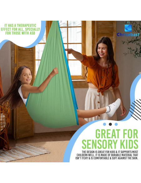 Hamaca Sensorial Chrisebast Doble Capa Azul y Verde 2.54m