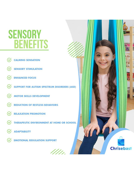 Hamaca Sensorial Chrisebast Doble Capa Azul y Verde 2.54m