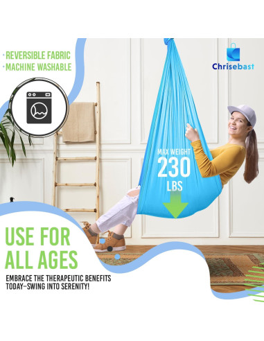 Hamaca Sensorial Chrisebast Doble Capa Azul y Verde 2.54m