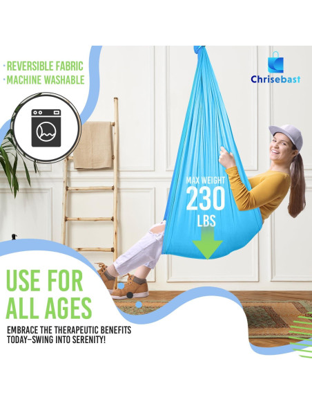 Hamaca Sensorial Chrisebast Doble Capa Azul y Verde 2.54m