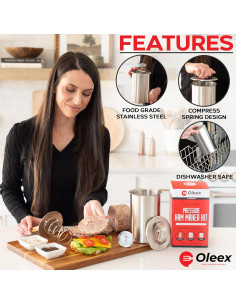 Molde de Prensa de Carne Oleex - Acero Inoxidable, 11.18x20.07cm 2